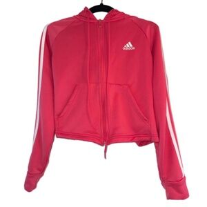 Adidas Pink Tracksuit Zipped Sweatshirt Size Small w/ Hood